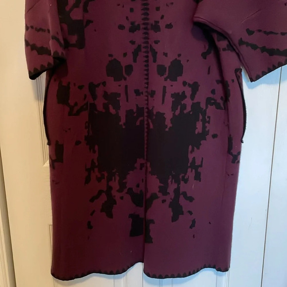 Simply couture sweater M/L cardigan coat front pocket 3/4 sleeves abstract print - Picture 7 of 11